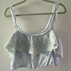 American Eagle Outfitters Light Blue Lace Tank Top Size S